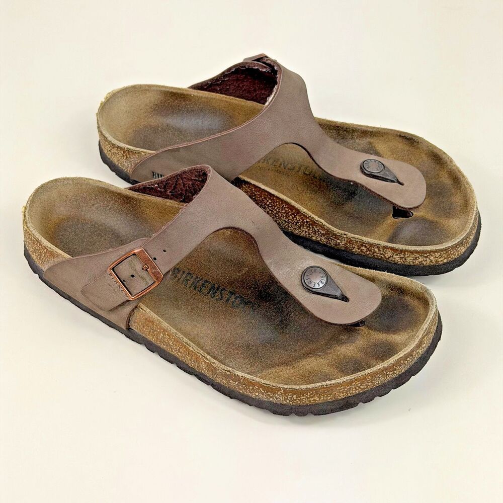 Birkenstock Gizeh Brown Leather Women’s Sandals Buckle Strap US 8-8.5 EU 39